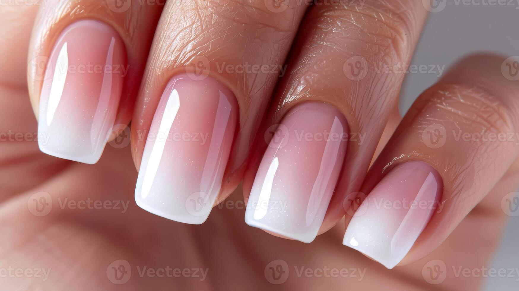Elegant French Ombre Nail Design, Perfect for Weddings and Special Occasions, Featuring Subtle Gradient Colors and Glossy Finish photo