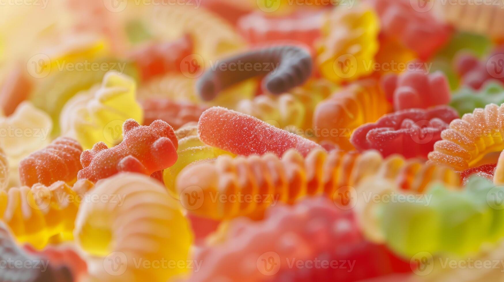 Colorful Assorted Gummy Candies CloseUp for Sweet Treat Design Holiday Celebration photo