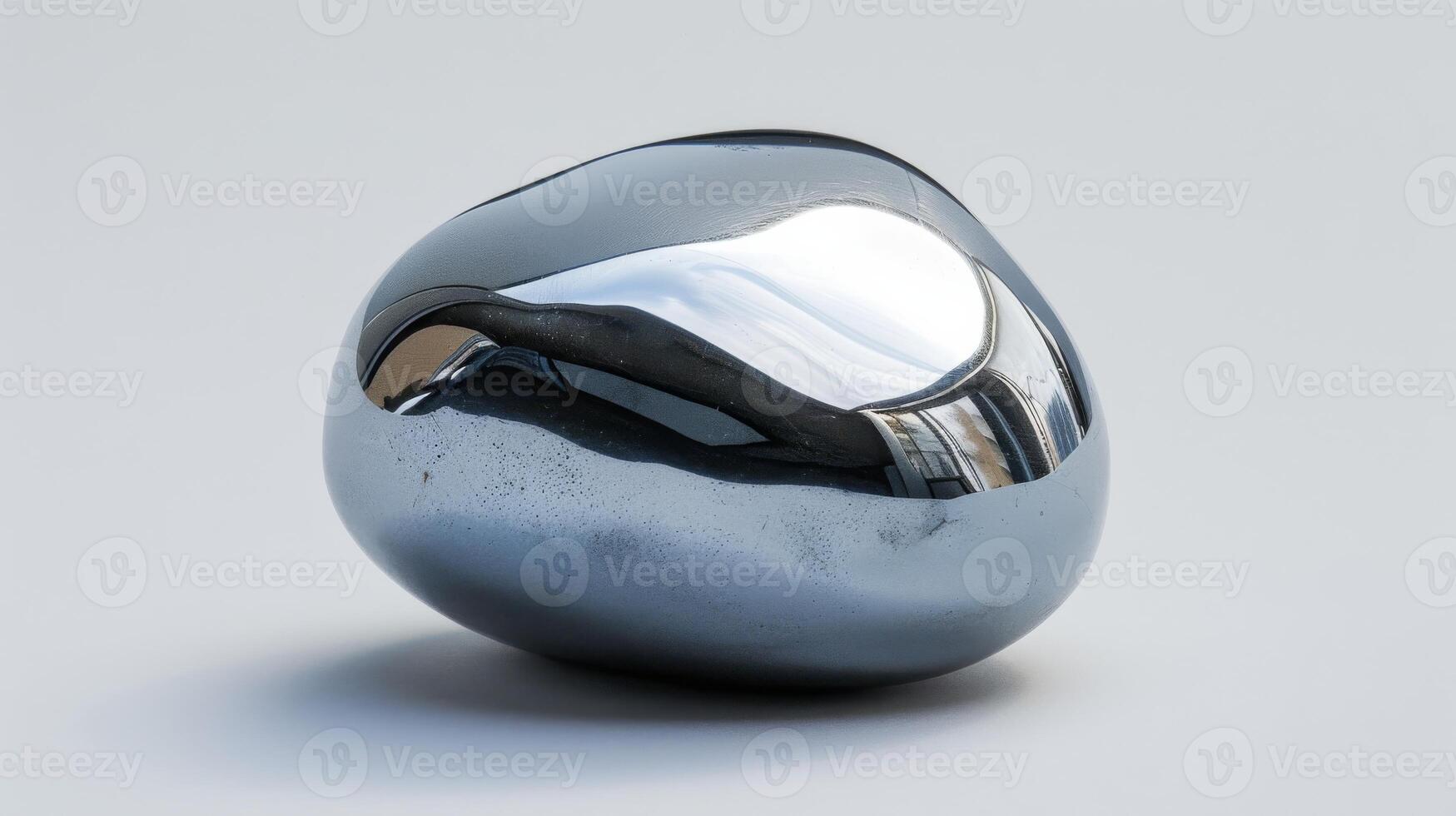 Closeup of a Polished Hematite Gem Reflecting Light and Surroundings on a Smooth Surface for Jewelry Design photo