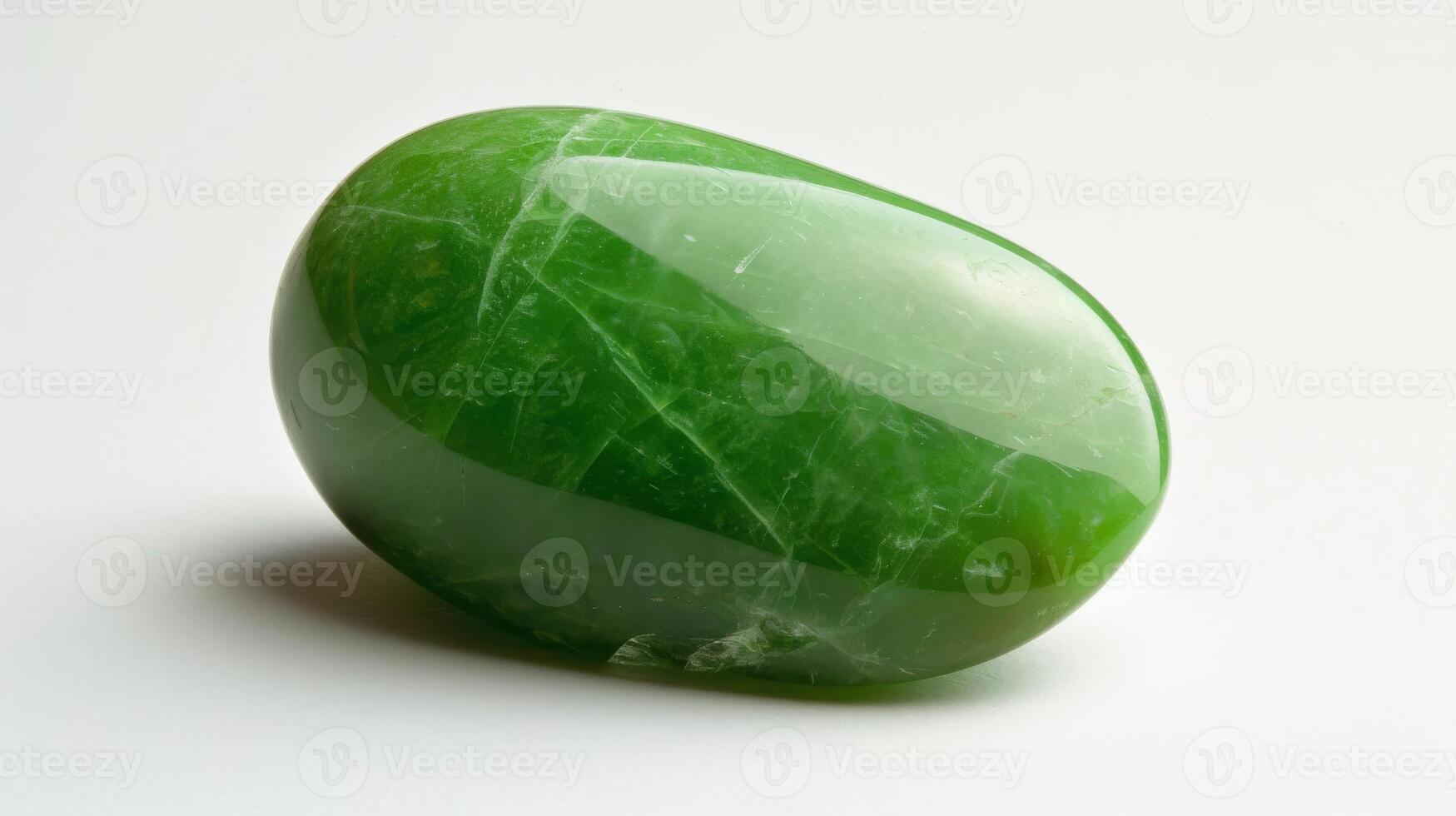 CloseUp of Polished Jadeite Gemstone on White Background for Jewelry Designs and Collections photo