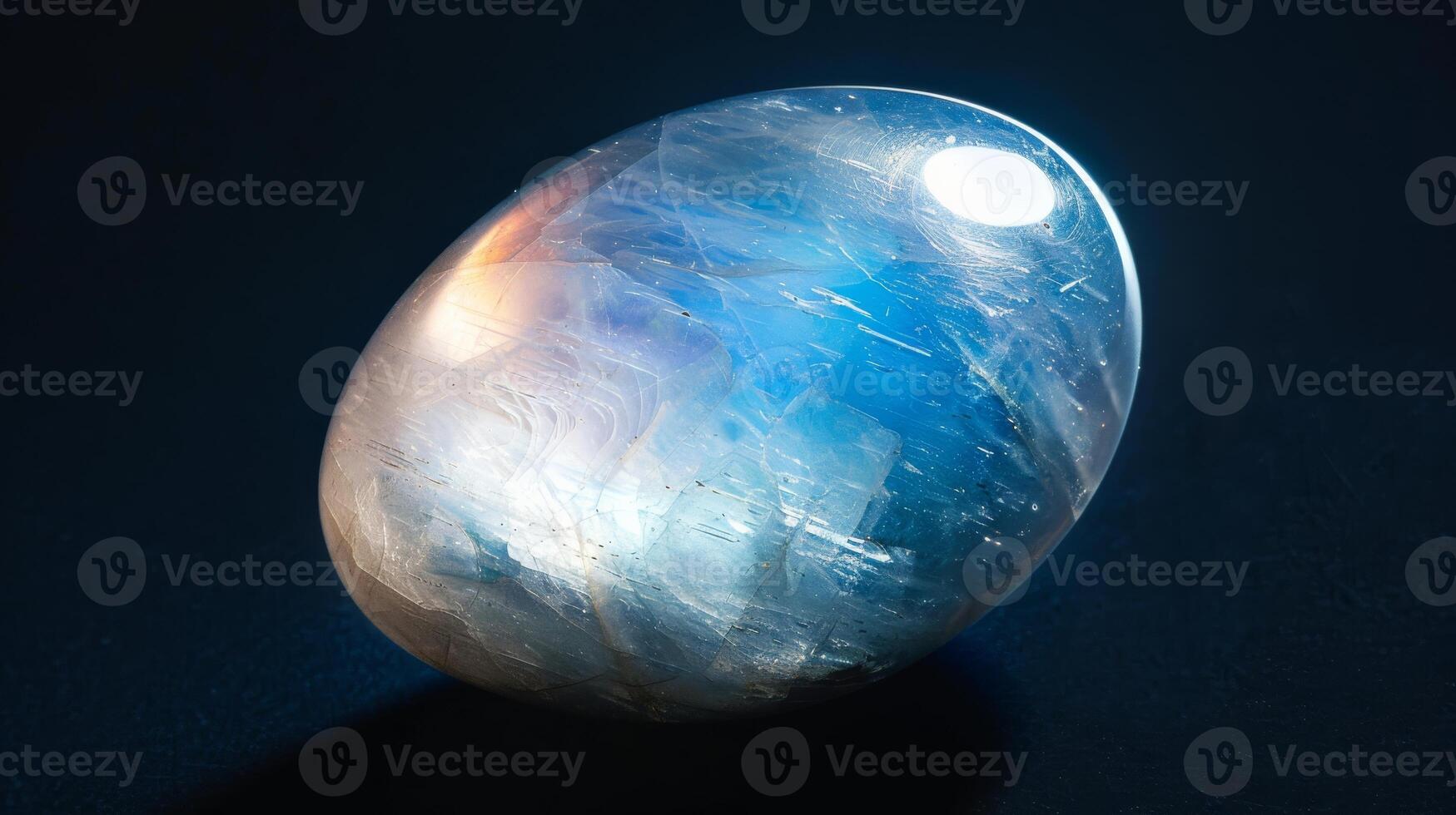 Polished Moonstone on Dark Surface, Nature Gemstone CloseUp for Designs and Posters photo