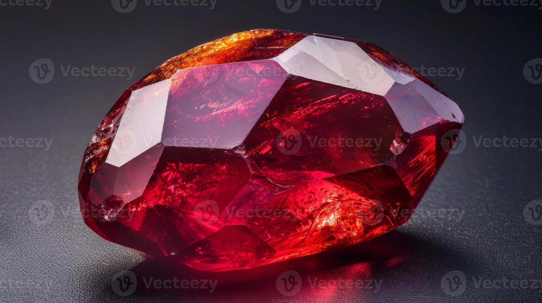 Polished Garnet Gemstone Close Up on Dark Background for Jewelry Design and Gemology photo