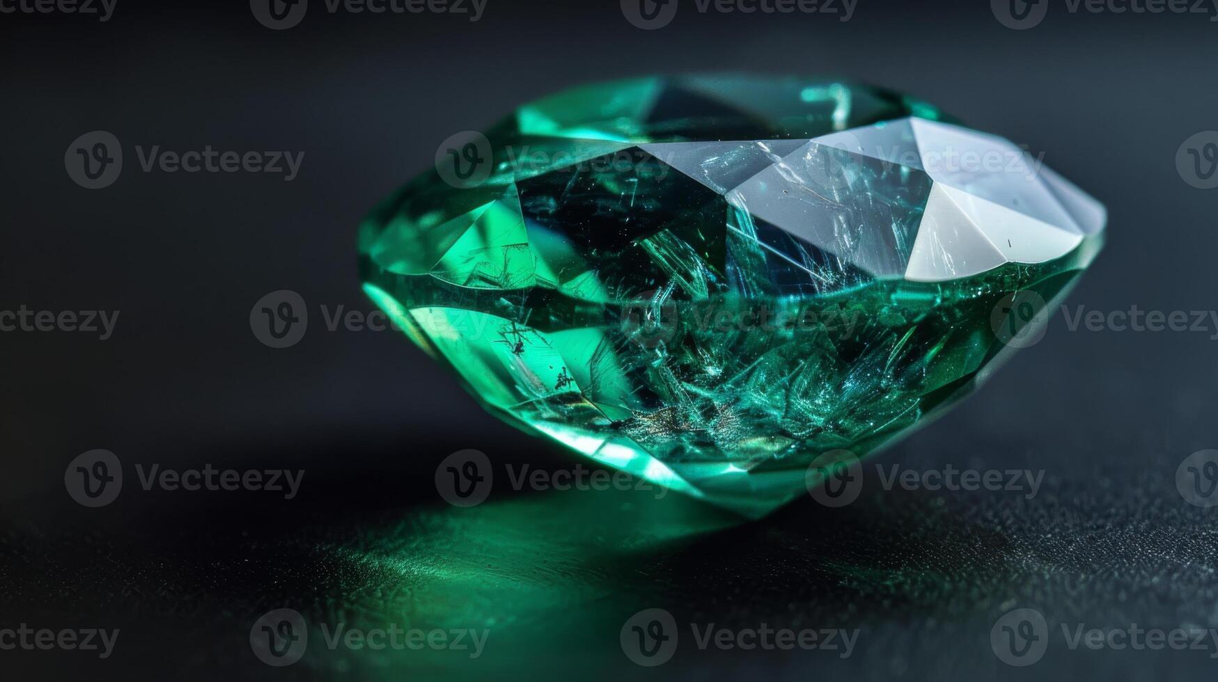 Gleaming Polished Emerald Gemstone on Black Background for Jewelry Design and Gemology Reference photo