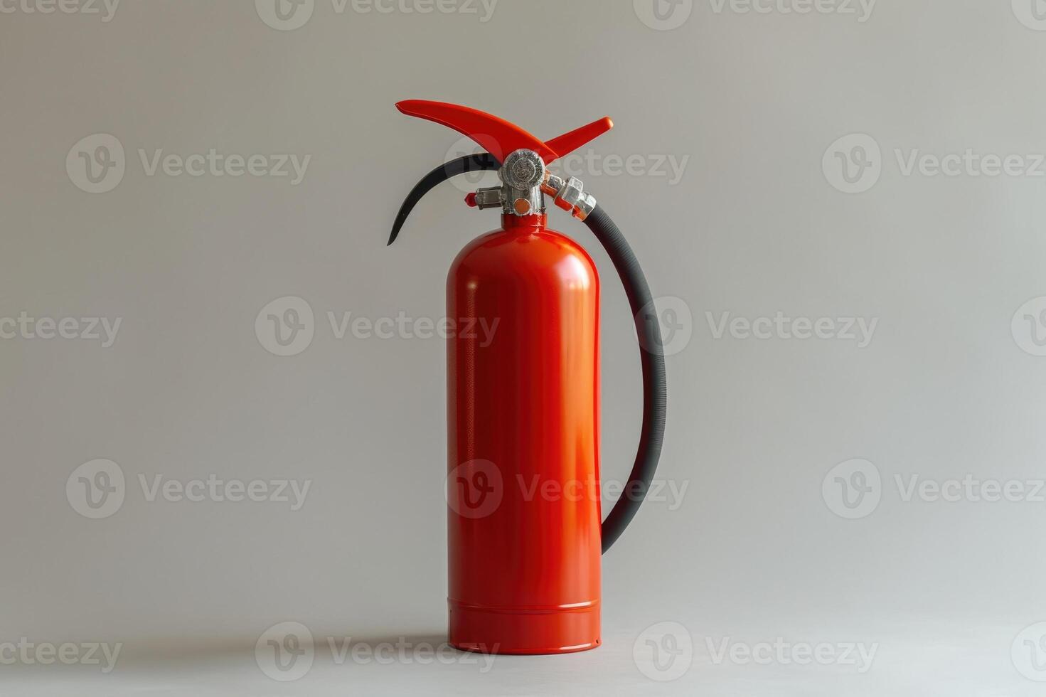Red fire extinguisher, emphasizing safety equipment and fire prevention tools. photo