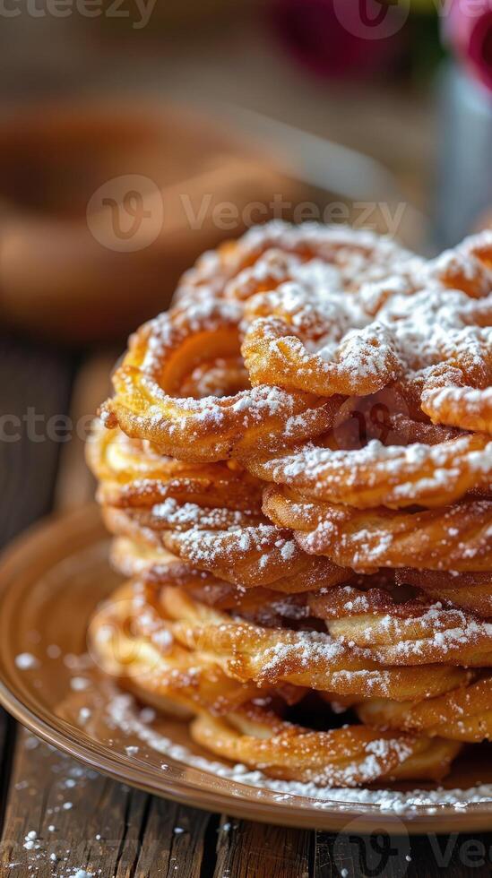 Light and crispy fried dough, dusted with powdered sugar and served piping hot. photo