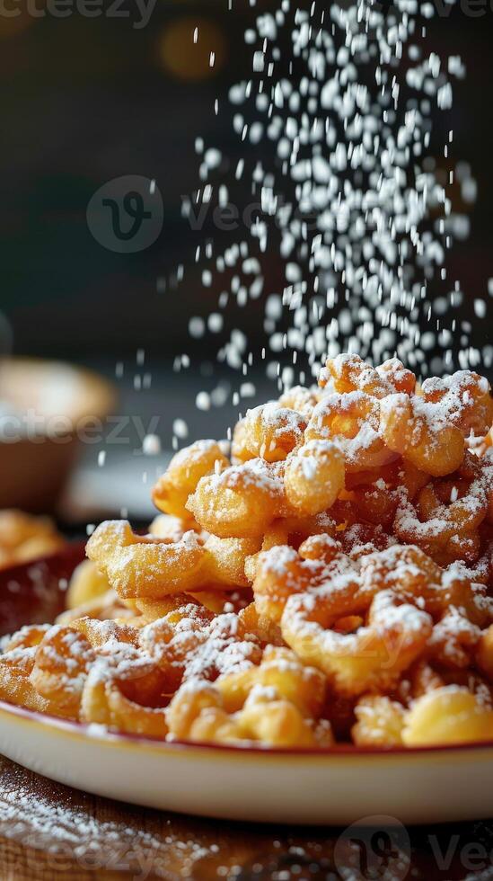 Light and crispy fried dough, dusted with powdered sugar and served piping hot. photo