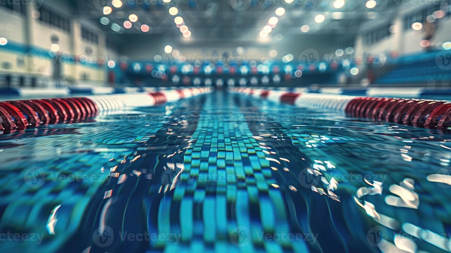 Indoor Olympic-sized swimming pool with lane lines photo