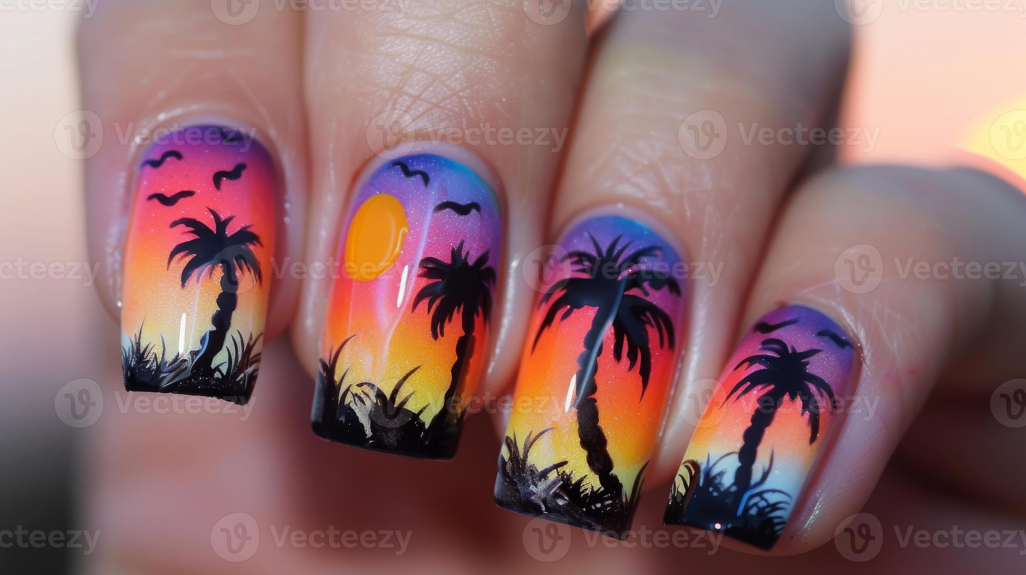 Sunset Gradient Summer Nails