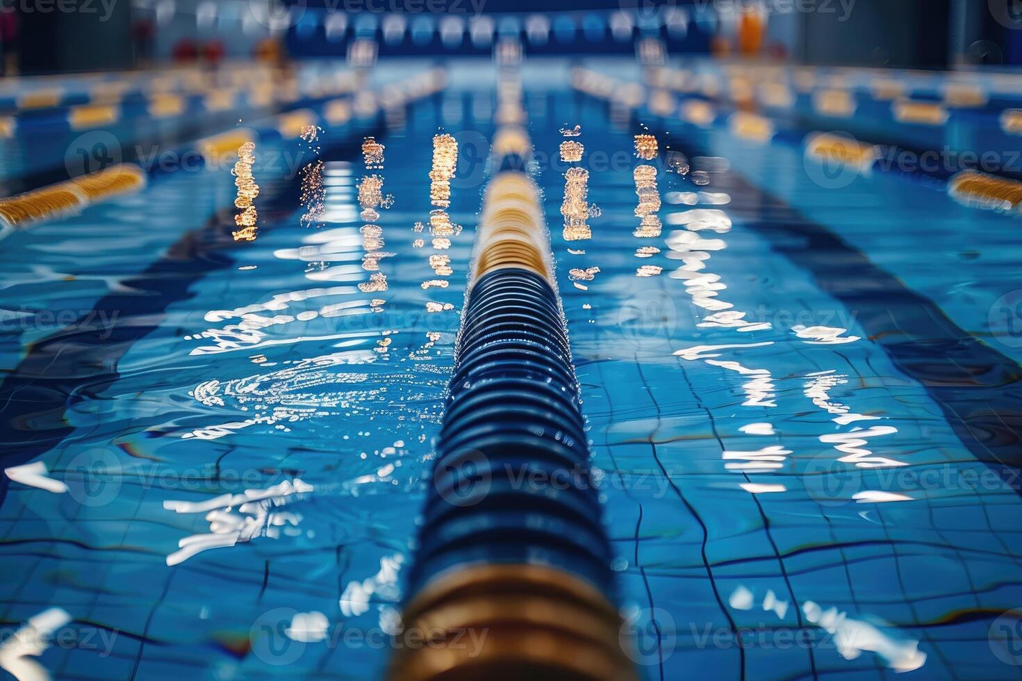 Indoor Olympic-sized swimming pool with lane lines photo