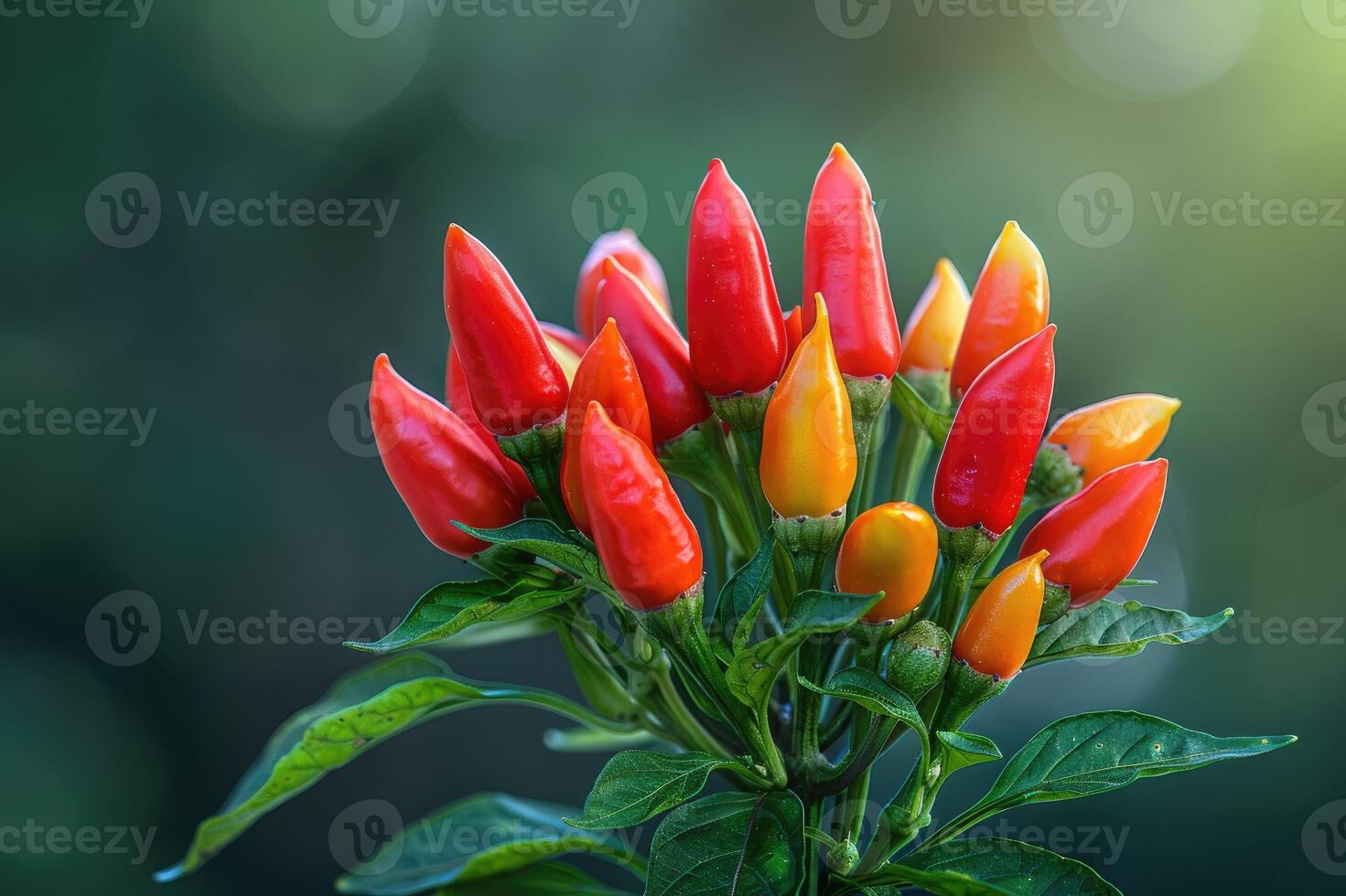 Bouquet of red chili peppers photo