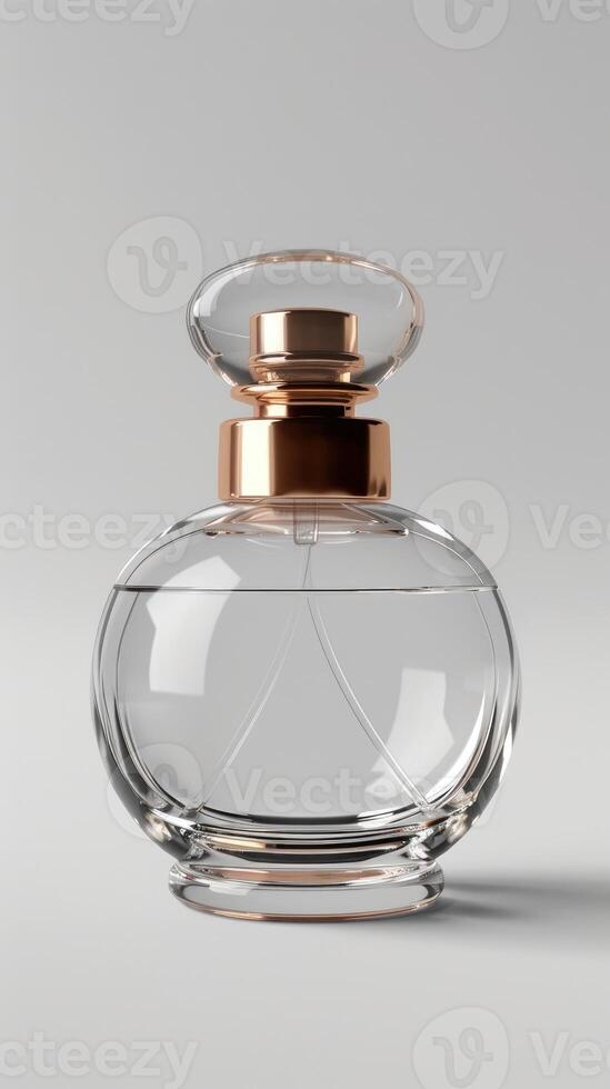 Elegant glass perfume bottle with gold cap photo
