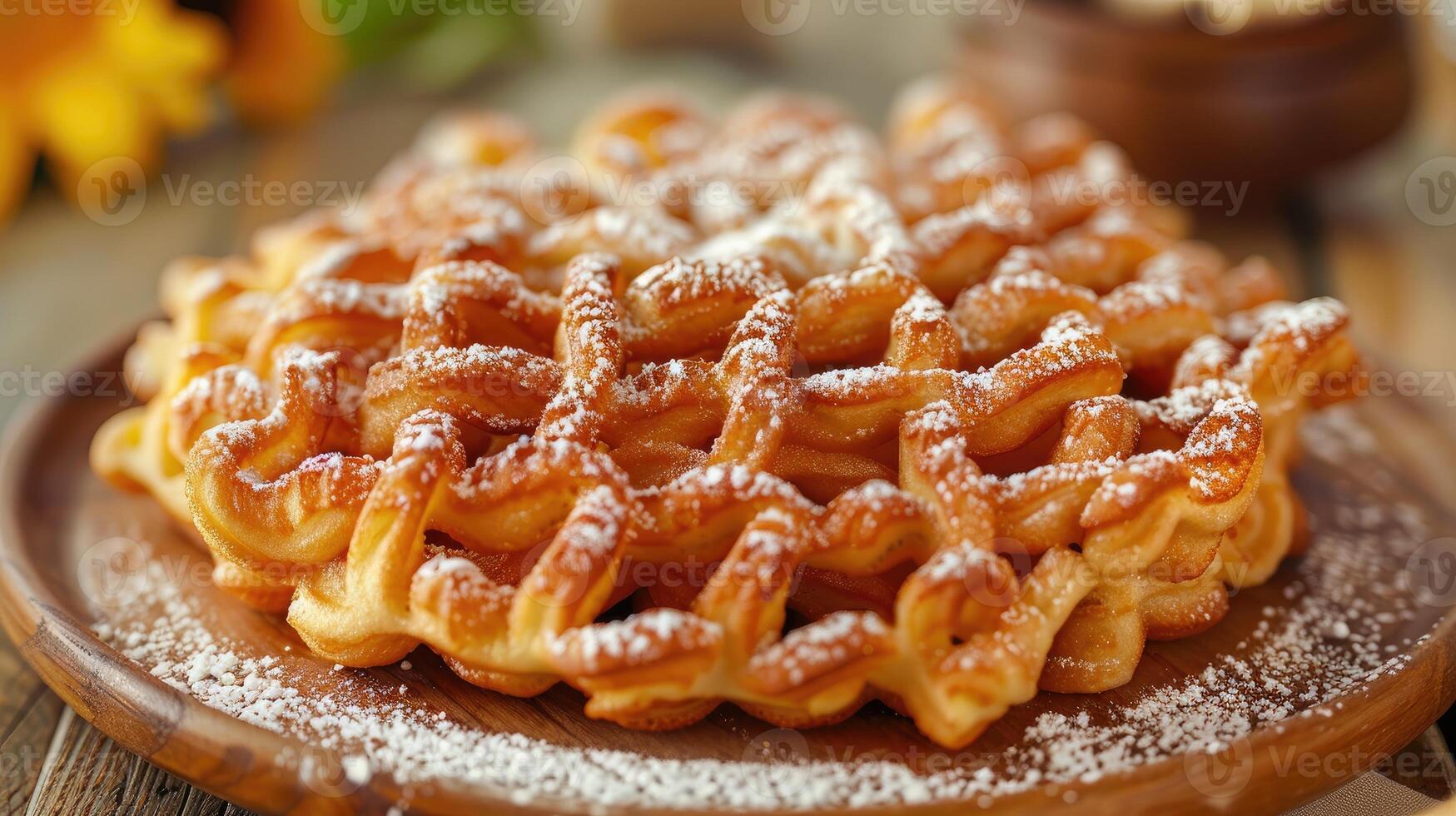 Light and crispy fried dough, dusted with powdered sugar and served piping hot. photo
