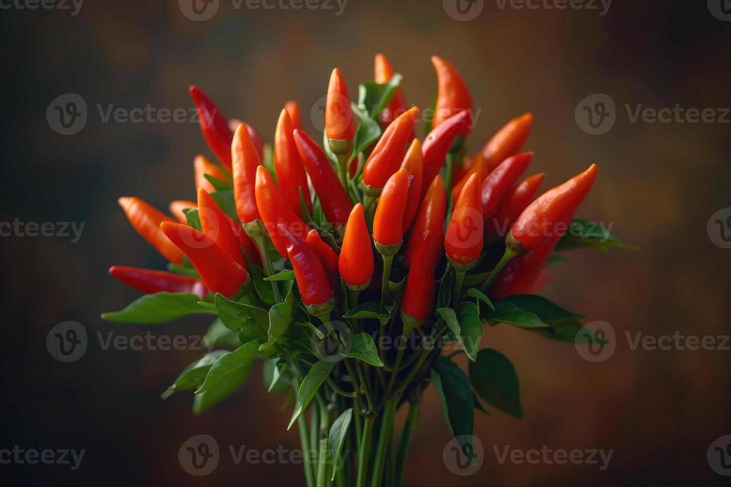 Bouquet of red chili peppers photo