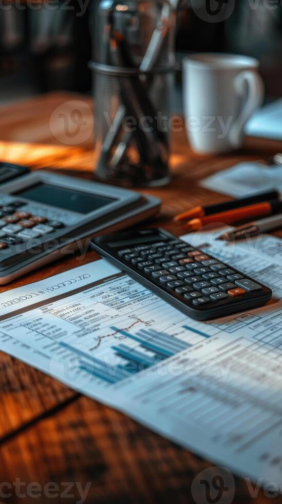 Pen placed on a spreadsheet, highlighting financial data and figures, symbolizing business, finance, and office work. photo