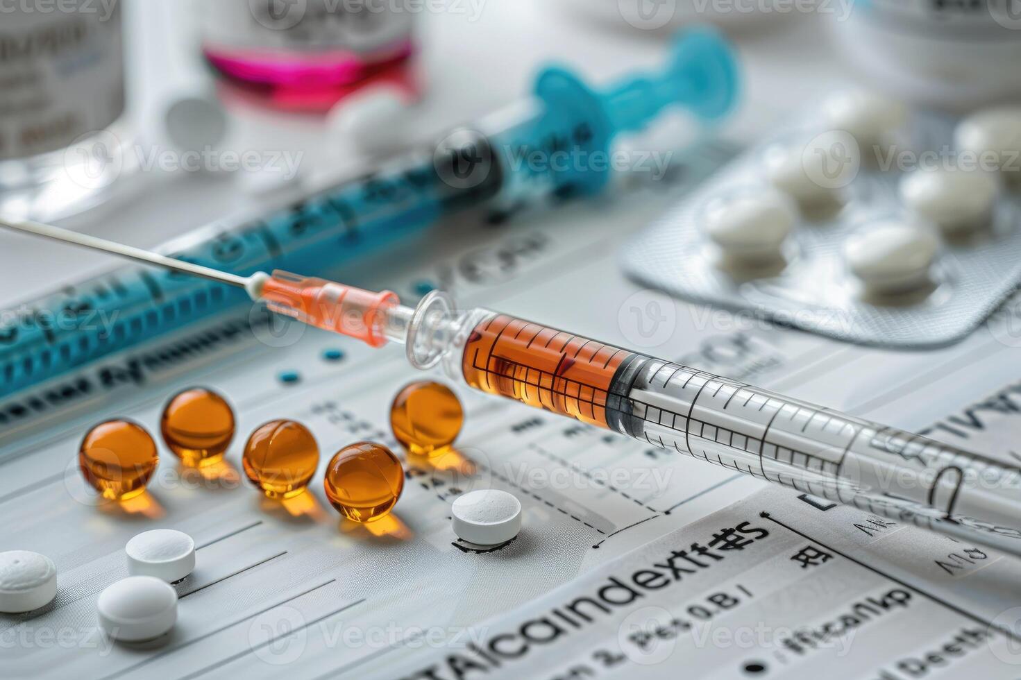 Drug administration techniques with intravenous and oral methods. photo