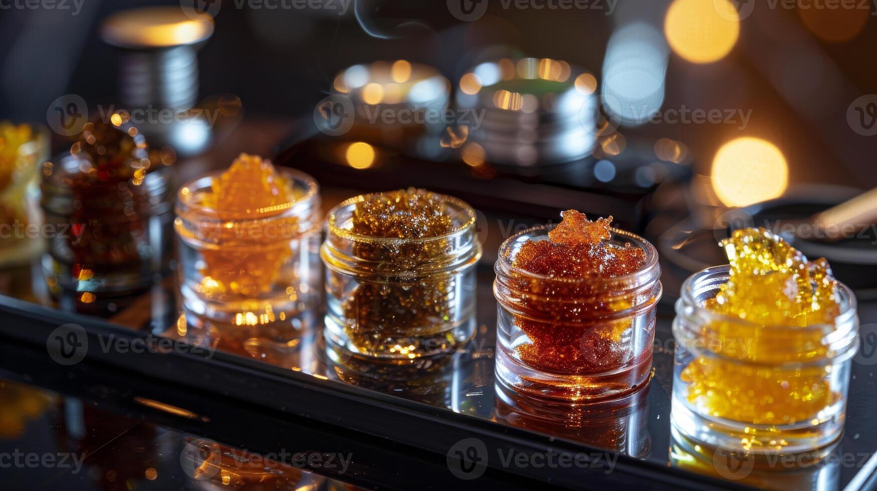 Cannabis Concentrates Assortment CloseUp Detail for Design Print Poster Usage photo