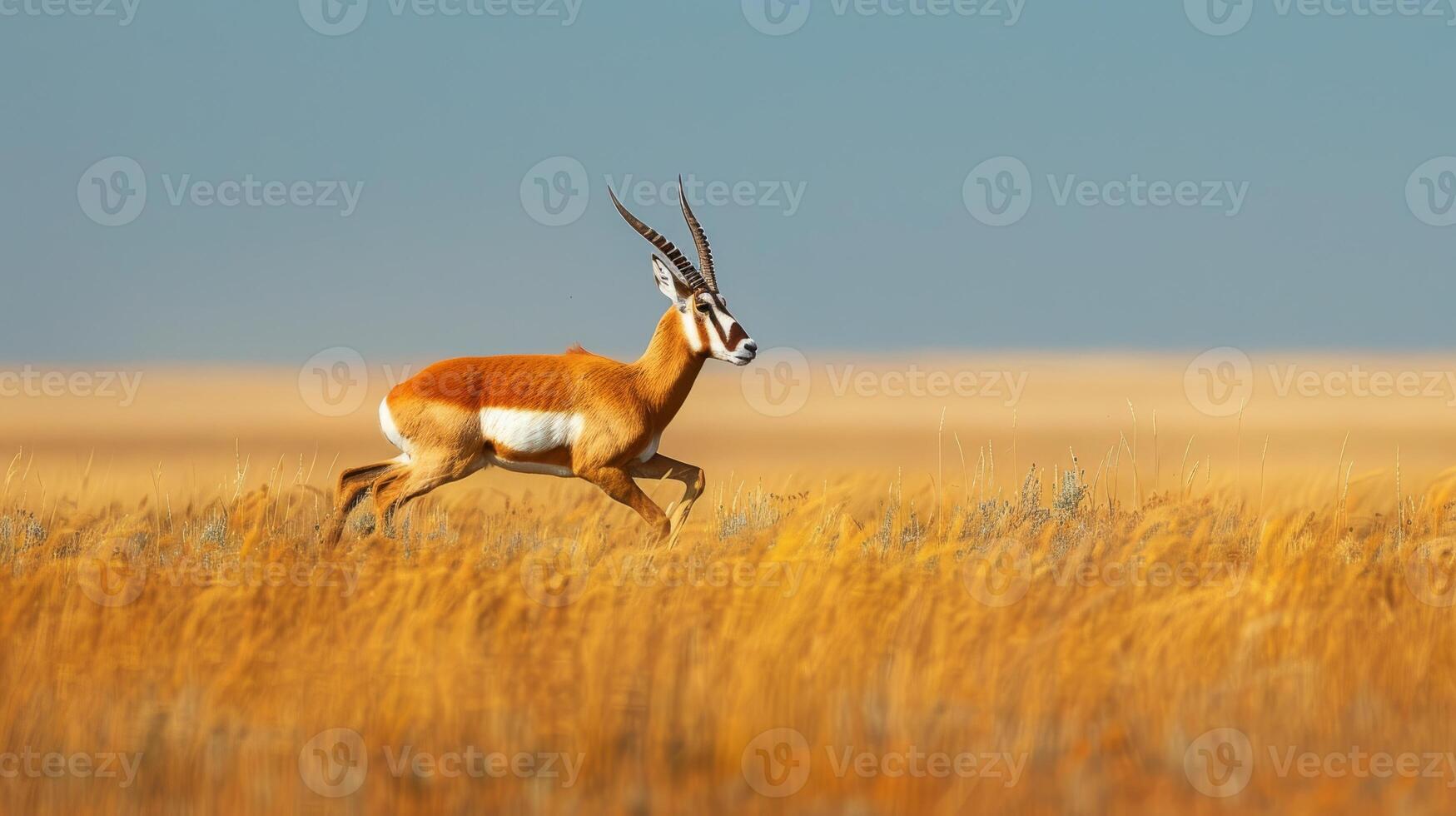 Elegant Pronghorn Antelope Running Across Open Prairie Wildlife Photography for Nature Enthusiasts Prints and Posters photo