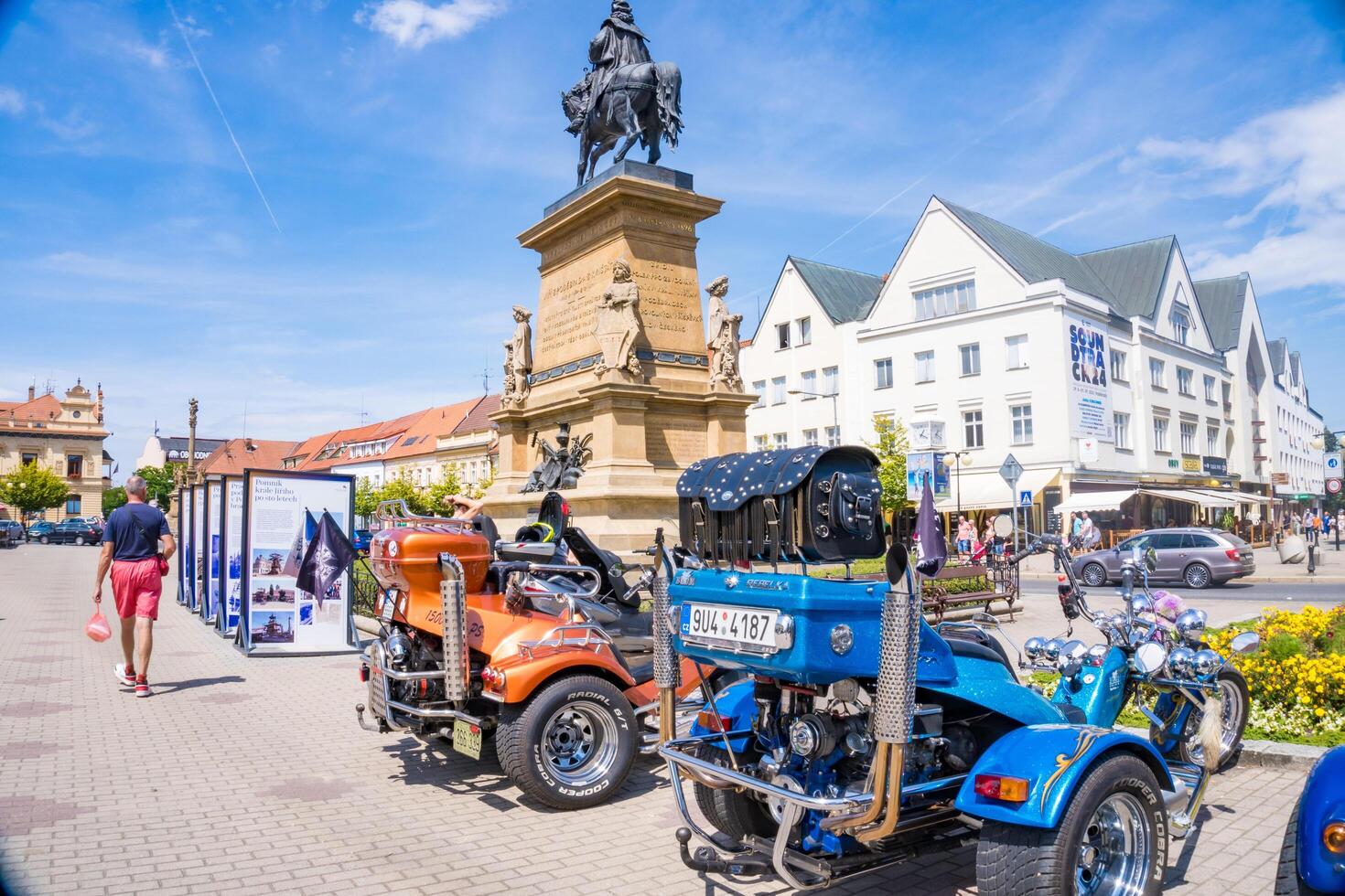 Podebrady- Czech- 27 July 2024. different motorbikes on square. motorbike season photo