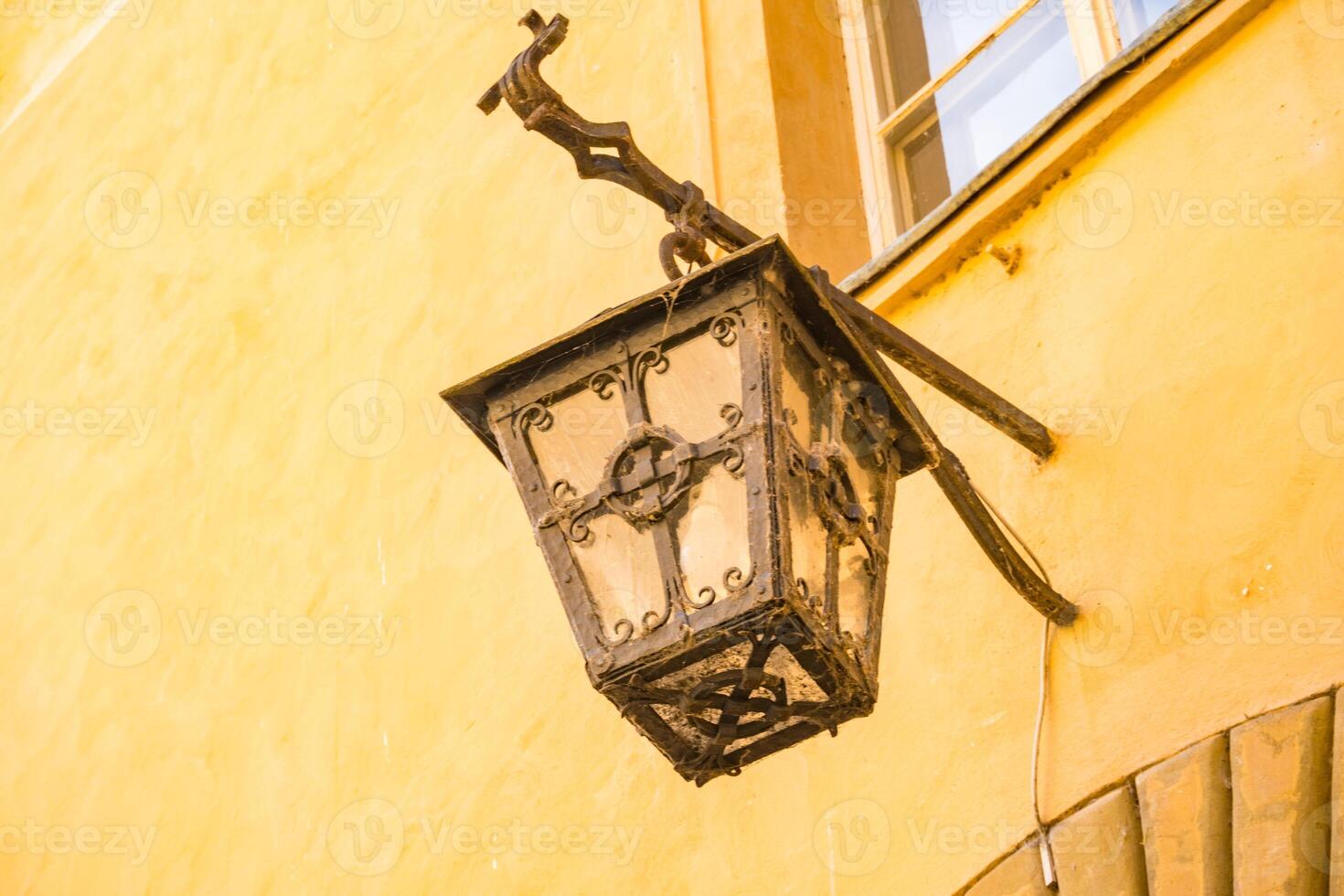 Podebrady, Czech. Old Street Lamp in the inner courtyard of Podebrady Castle. photo