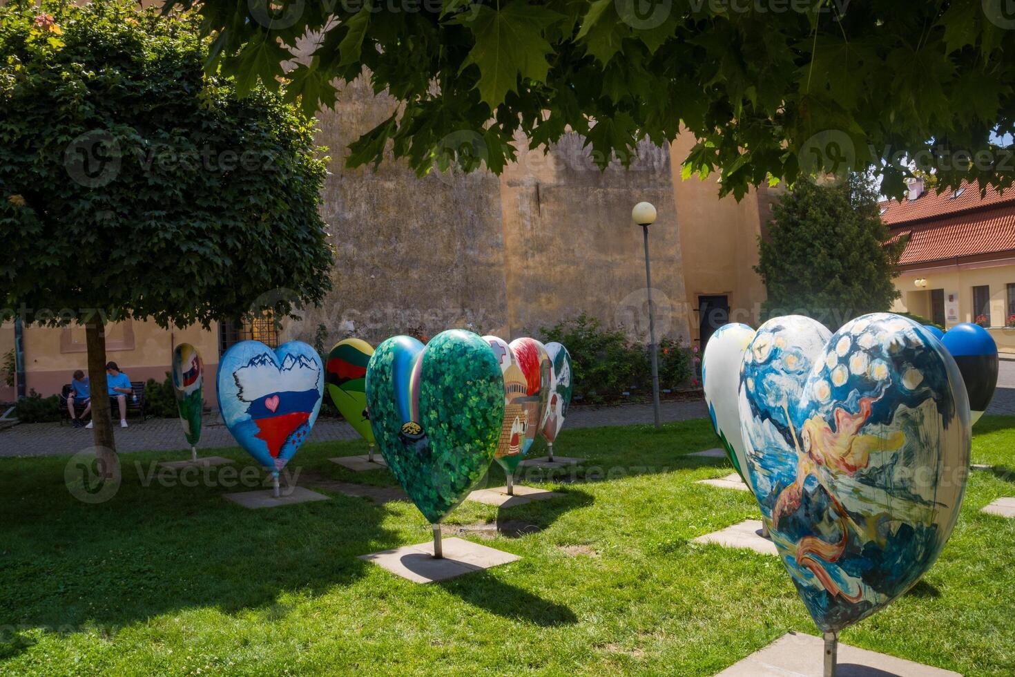 Podebrady- Czech- 27 July 2024. Exhibition of Hearts with Images of EU Countries photo