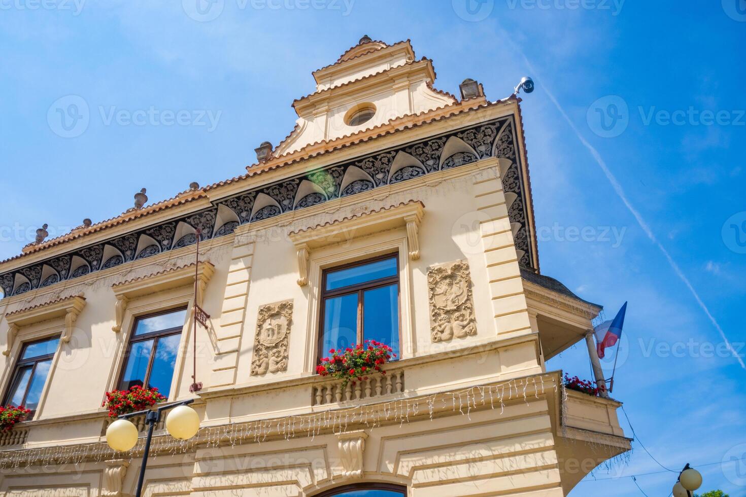 Podebrady- Czech- 27 July 2024. Old architectural houses in the city center photo