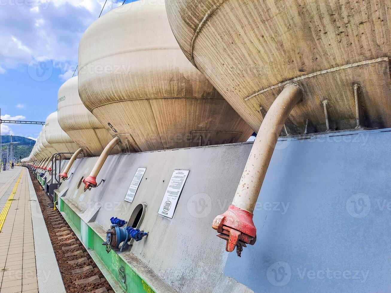 Beroun- Czech- 24 July 2024.Transportation of cement by wagons, special prisons photo