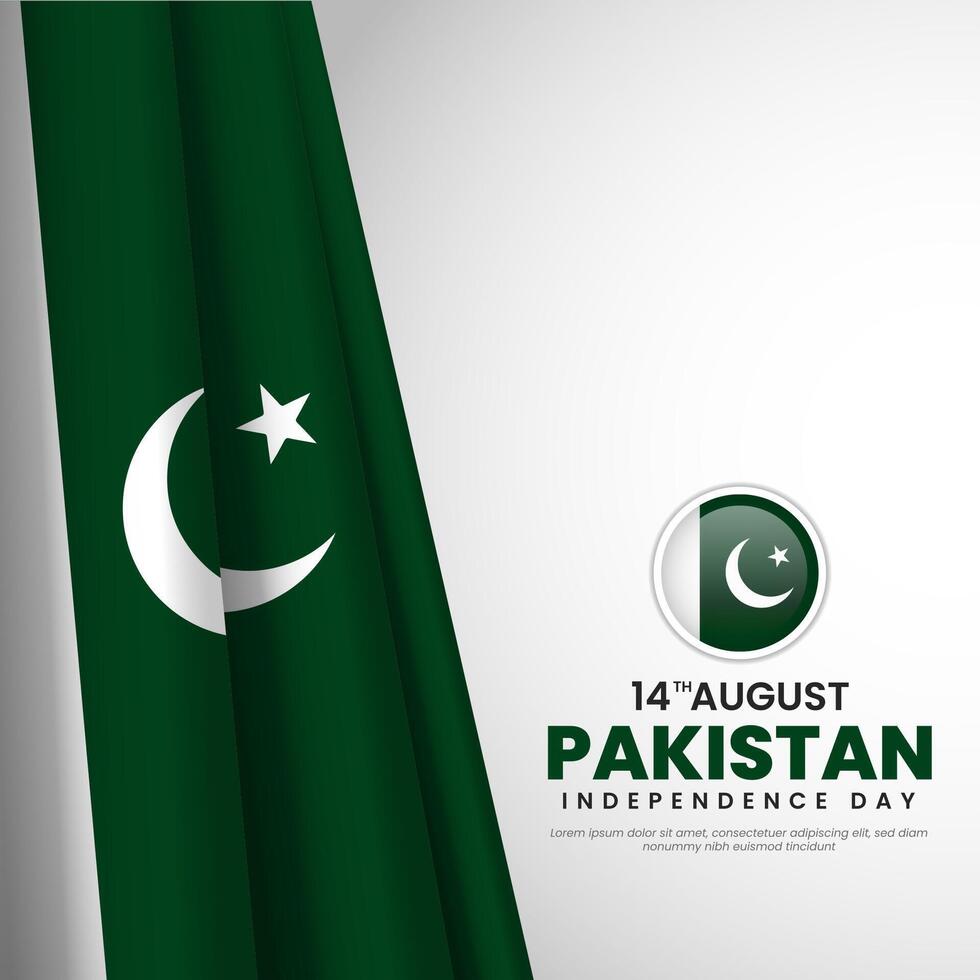 Pakistan independence day with copyspace background. Banner or ribbon with waving flag template vector