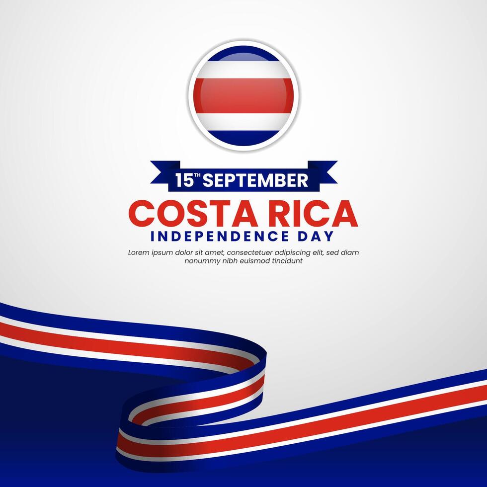 Costa Rica independence day banner background design template with Waving ribbon illustration vector