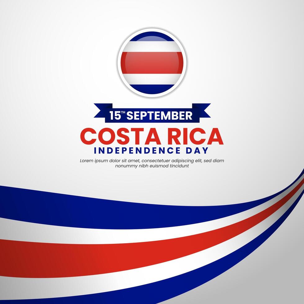 Costa Rica independence day banner background design template with Waving ribbon illustration vector