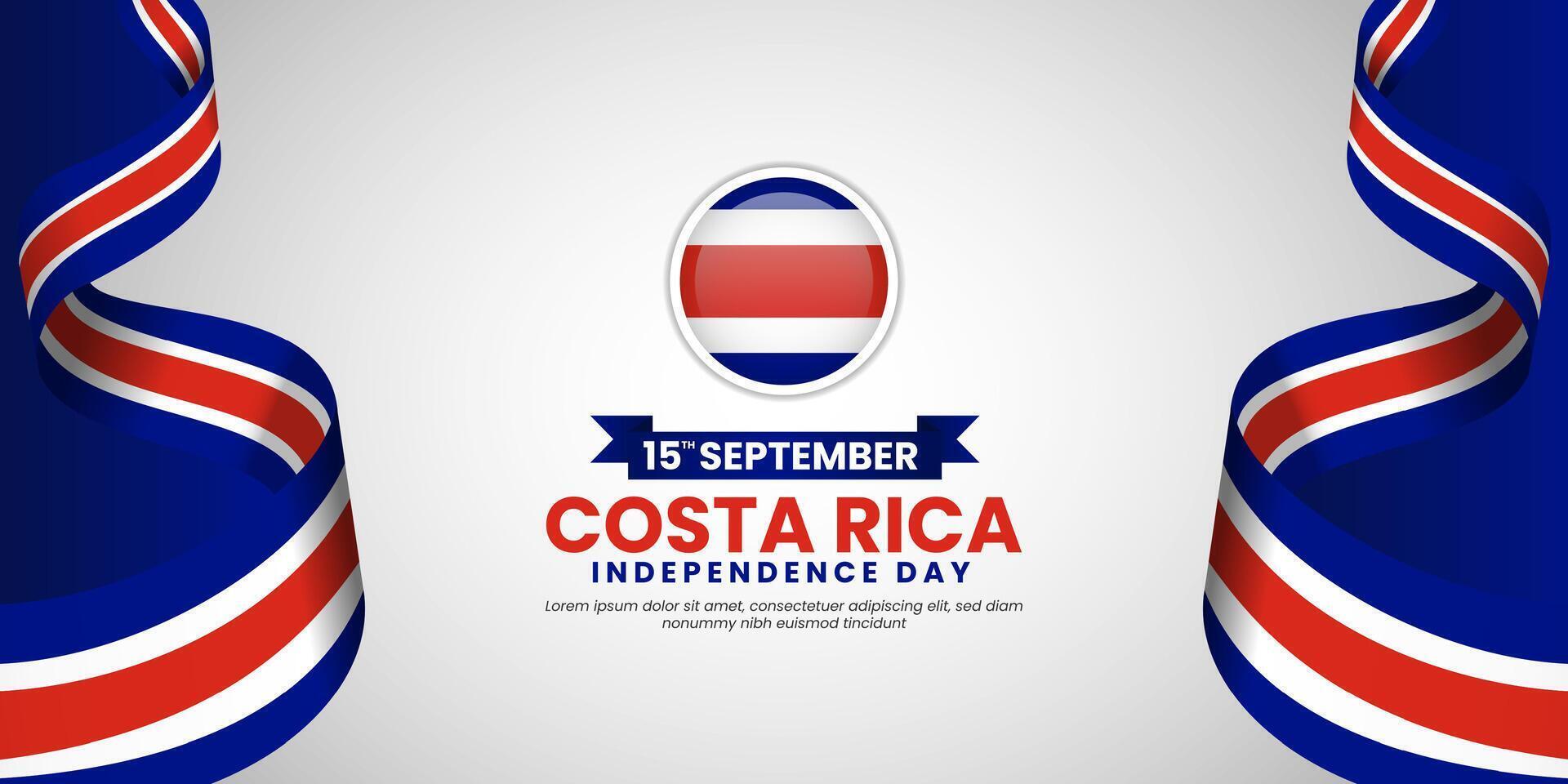 Costa Rica Independence day or National Day greeting banner with waving flag on white background vector