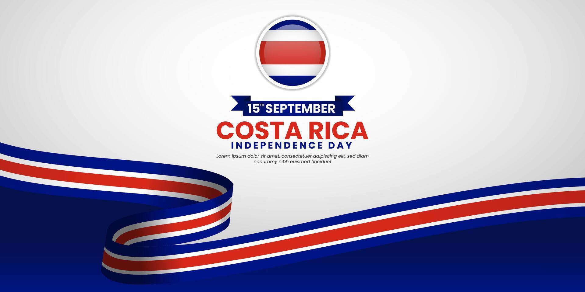 Costa Rica Independence day or National Day greeting banner with waving flag on white background vector