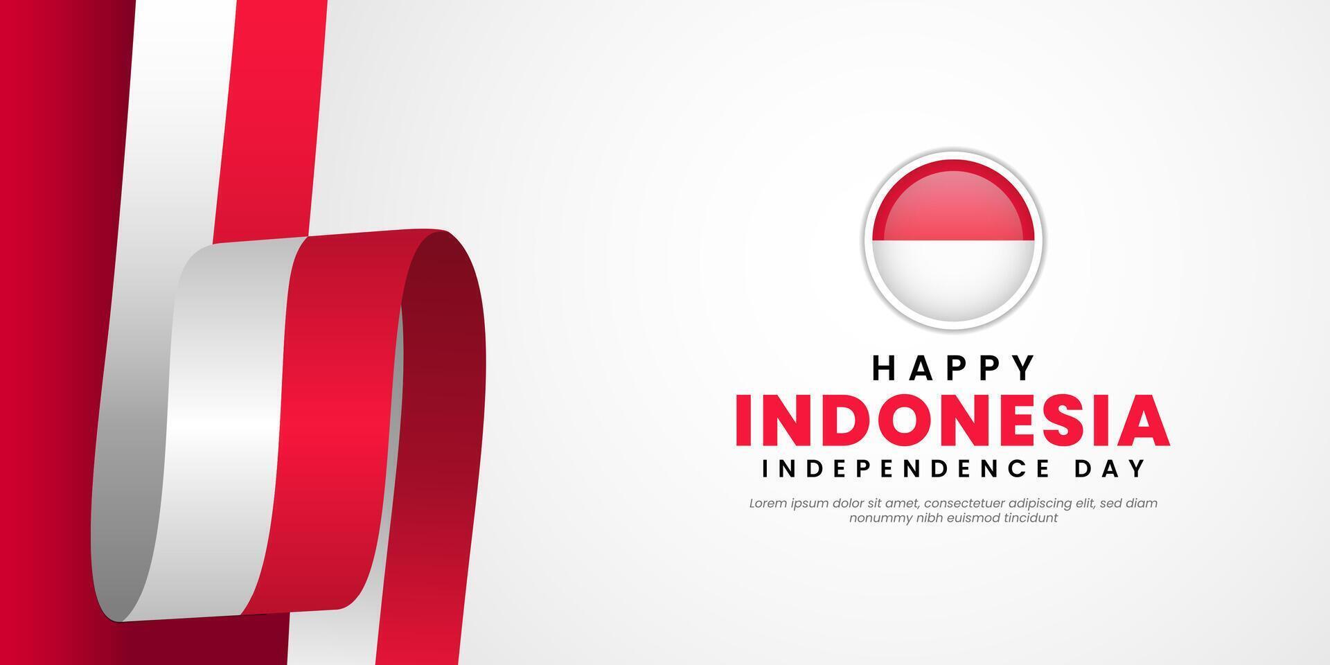 Indonesia Republic Independence Day template design illustration. Independence Day of Indonesia banner background. vector