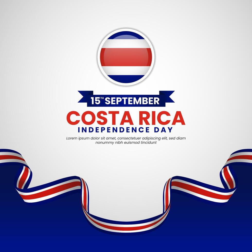 Costa Rica independence day banner background design template with Waving ribbon illustration vector