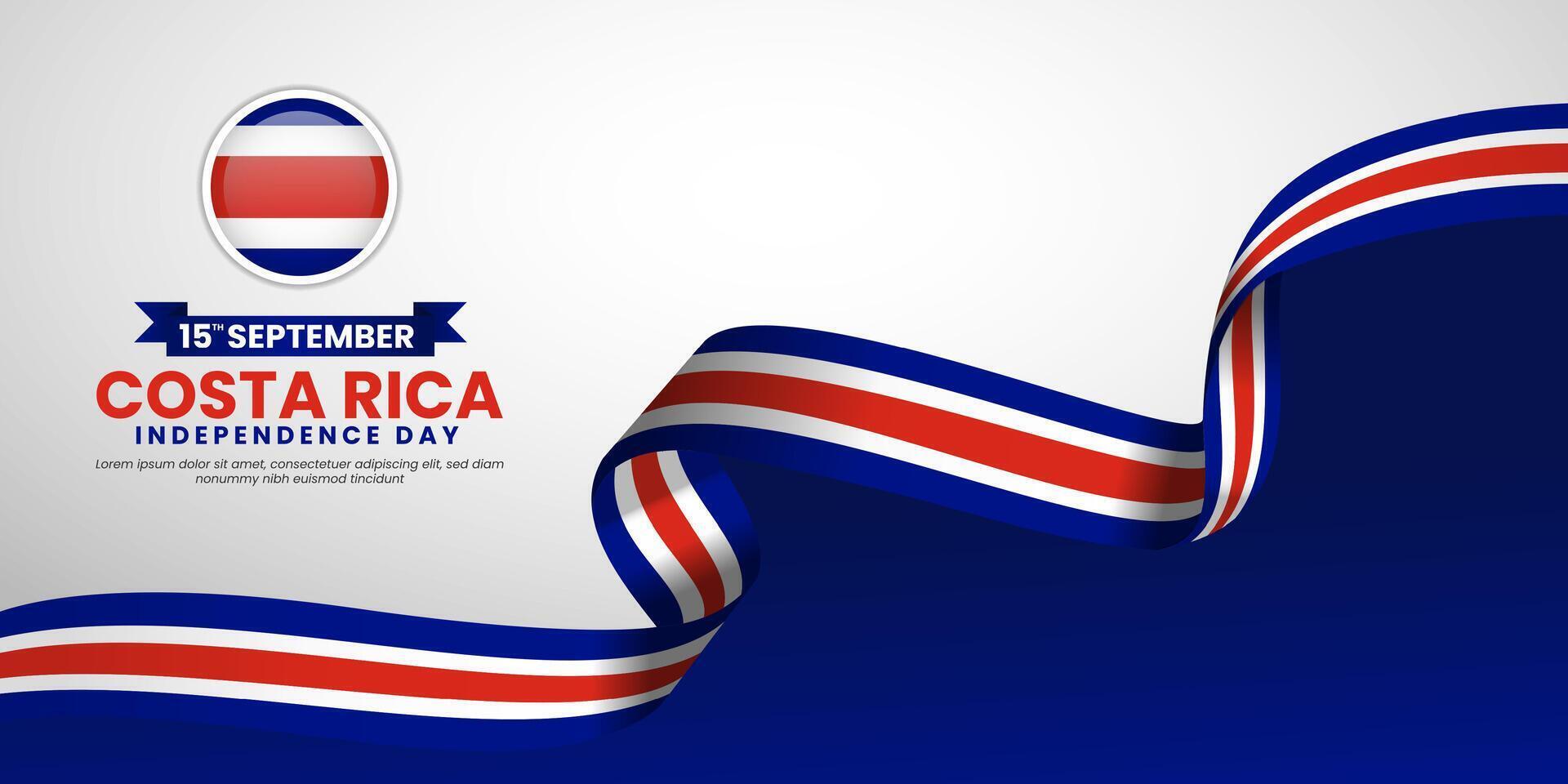 Costa Rica Independence day or National Day greeting banner with waving flag on white background vector