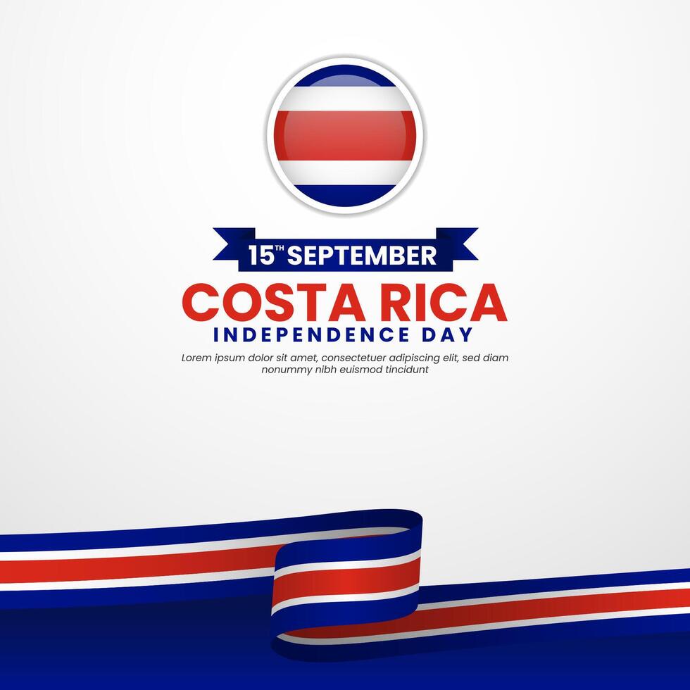 Costa Rica independence day banner background design template with Waving ribbon illustration vector