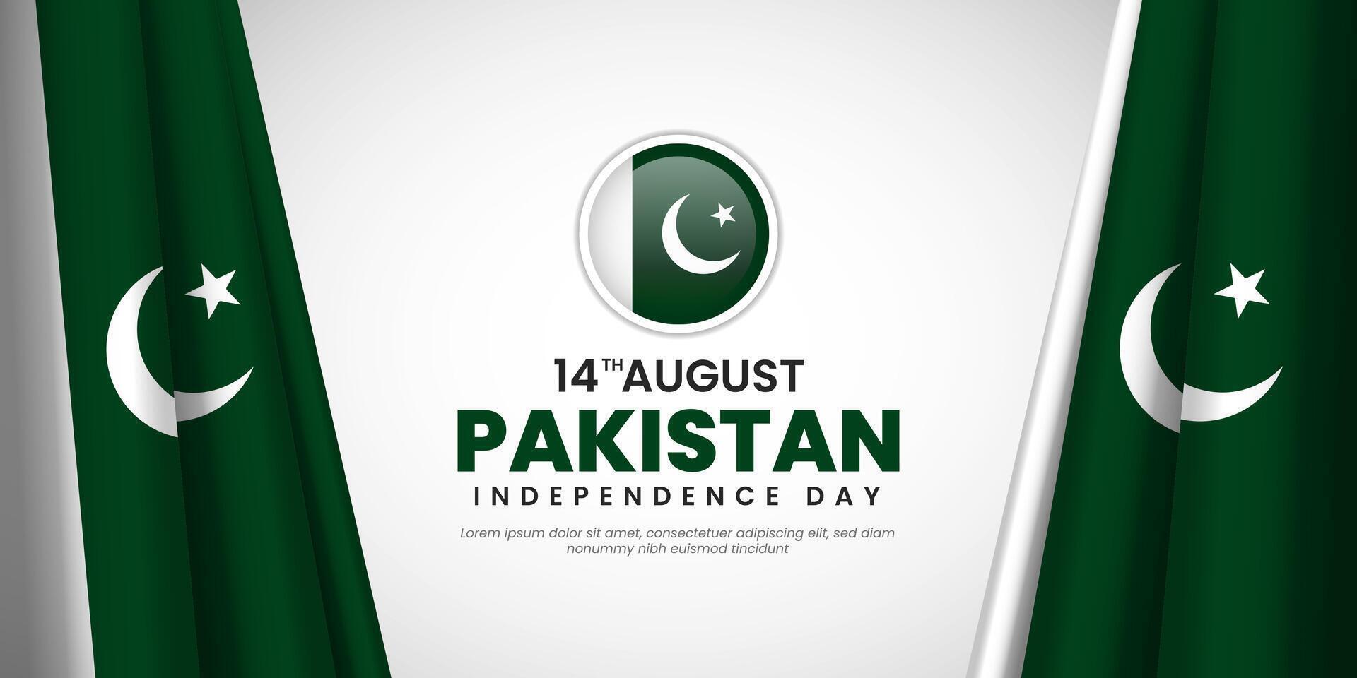 Pakistan independence day with copyspace background. Banner or ribbon with waving flag template vector