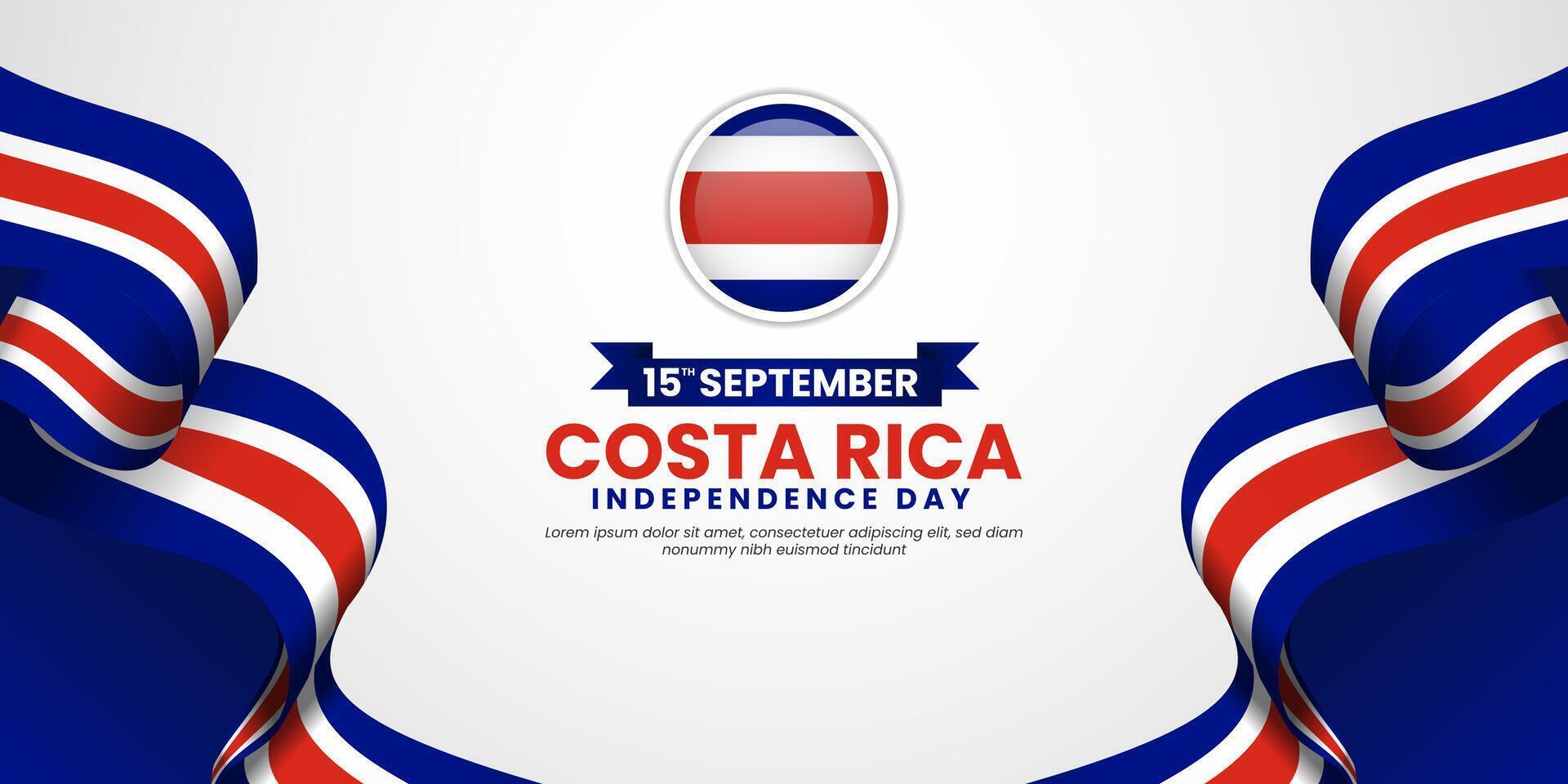 Costa Rica Independence day or National Day greeting banner with waving flag on white background vector
