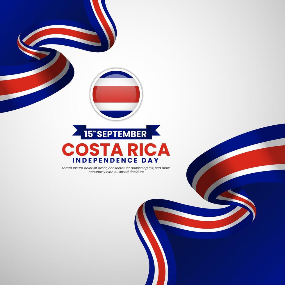 Costa Rica independence day banner background design template with Waving ribbon illustration vector