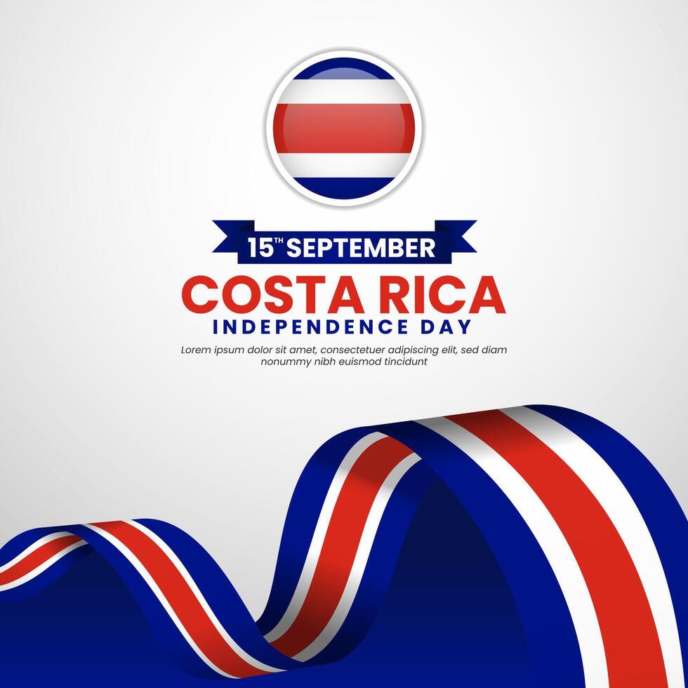 Costa Rica independence day banner background design template with Waving ribbon illustration vector