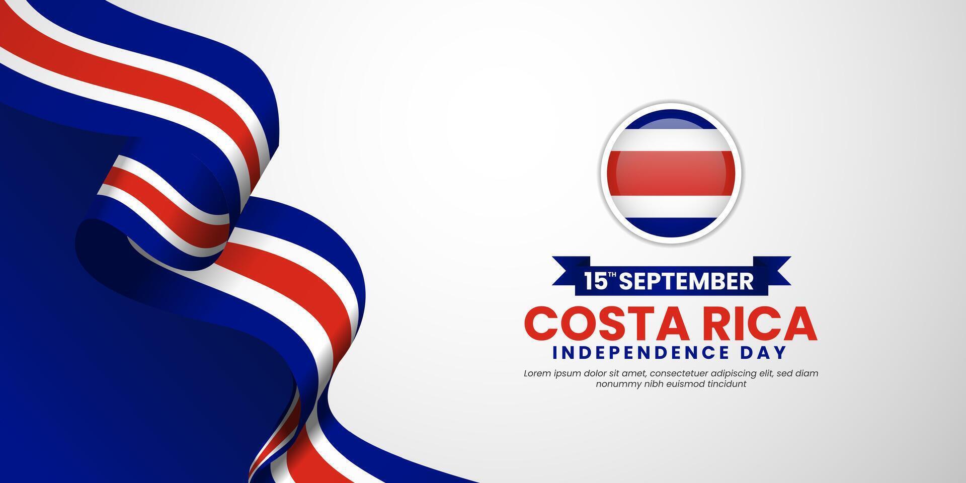 Costa Rica Independence day or National Day greeting banner with waving flag on white background vector