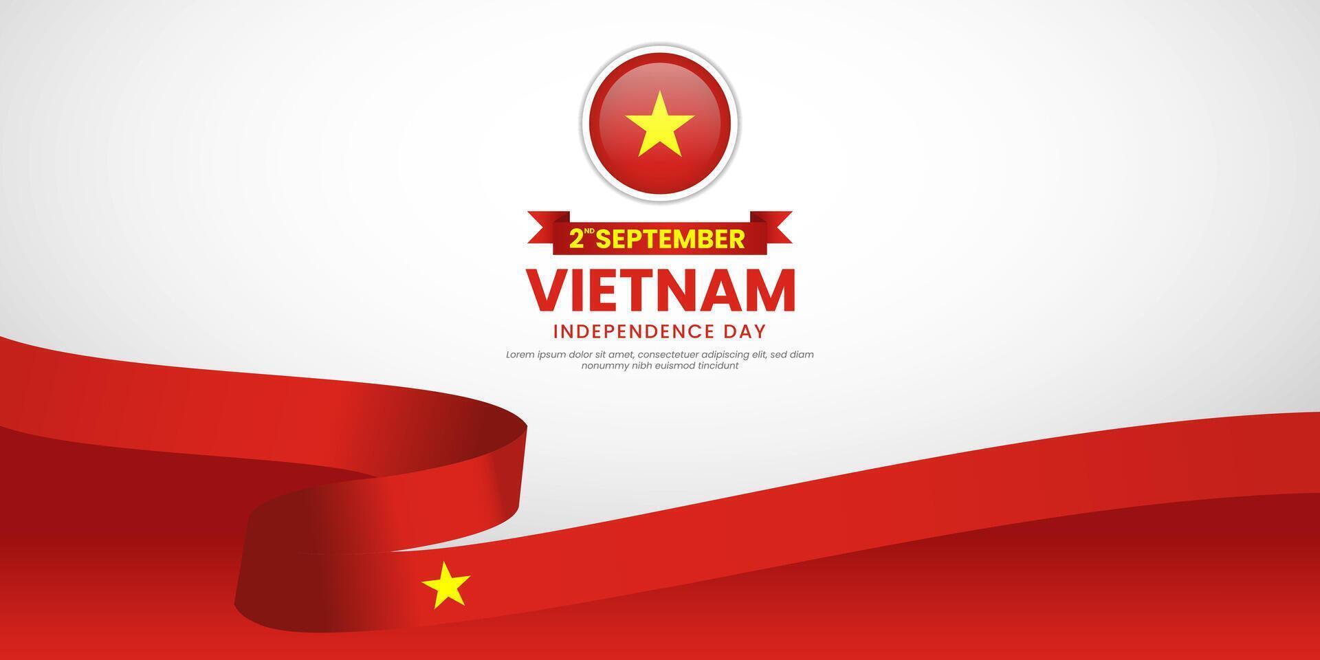 Vietnam independence day greeting card, banner with template text illustration vector