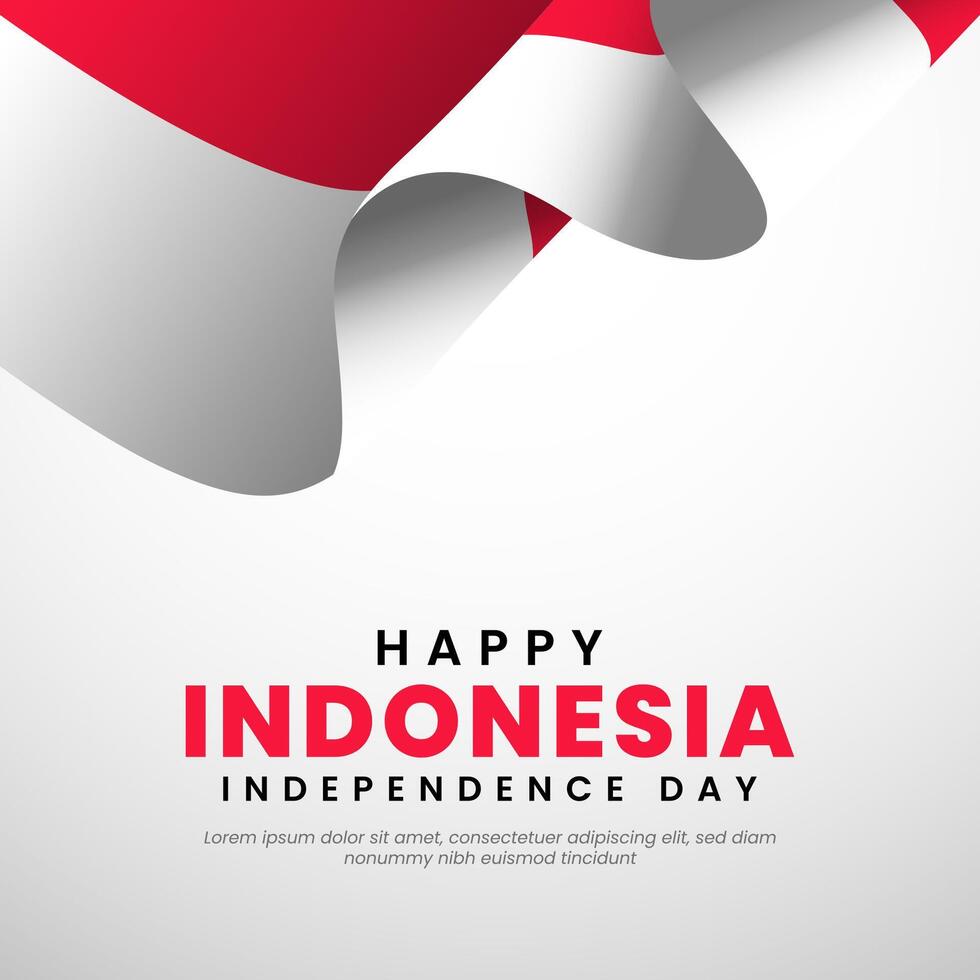 Indonesia Republic Independence Day template design illustration. Independence Day of Indonesia banner background. vector