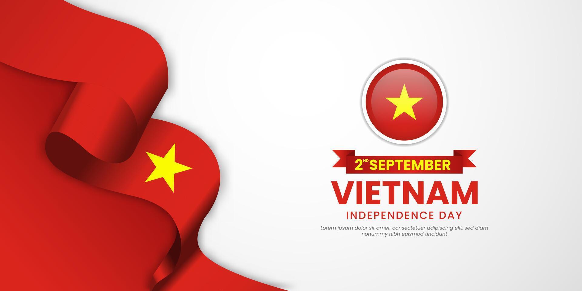 Vietnam independence day greeting card, banner with template text illustration vector