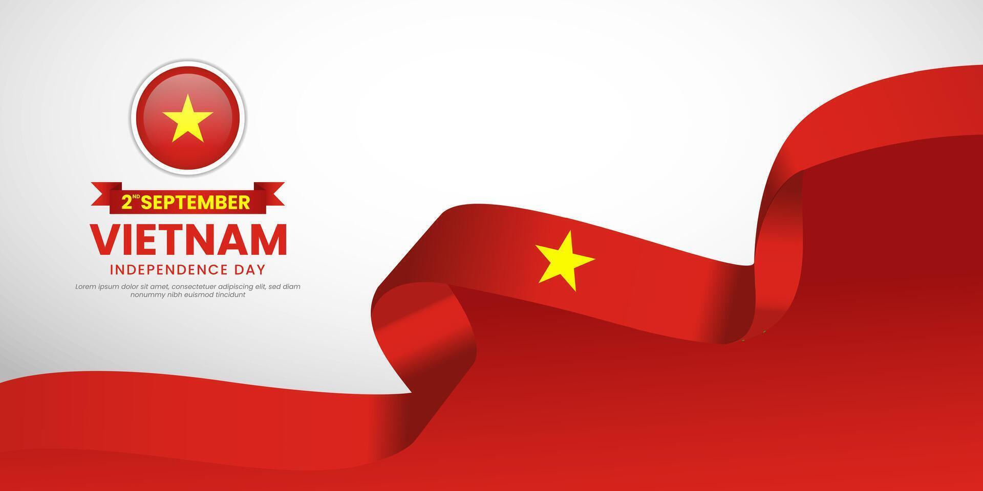 Vietnam independence day greeting card, banner with template text illustration vector