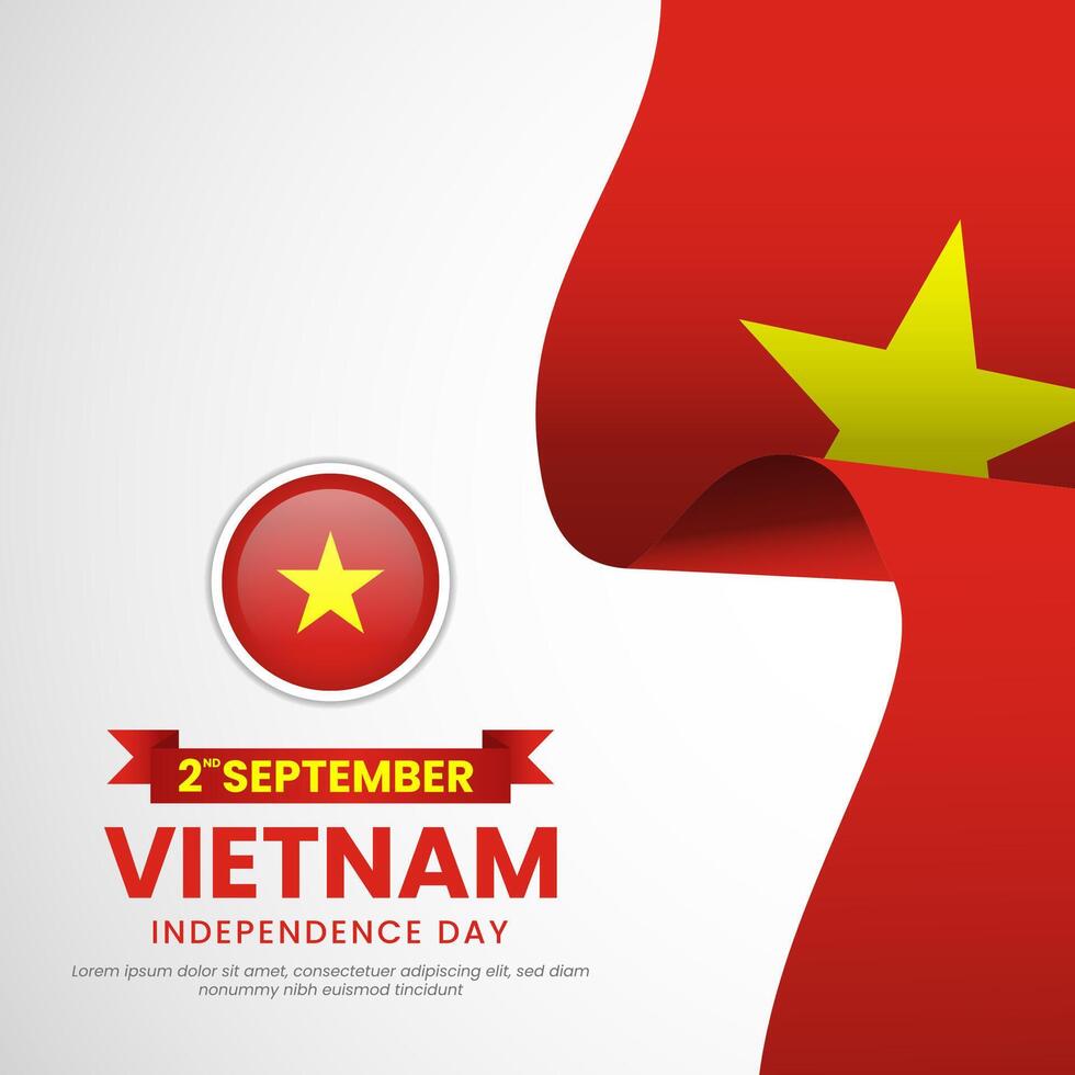 Happy Vietnam Independence Day September 2nd Celebration Design Illustration. Template for Poster, Banner, Advertising, Greeting Card or Print Design Element vector