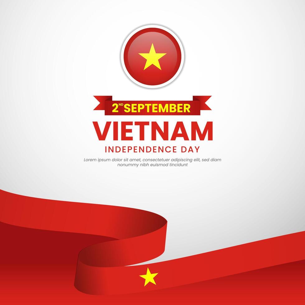 Happy Vietnam Independence Day September 2nd Celebration Design Illustration. Template for Poster, Banner, Advertising, Greeting Card or Print Design Element vector