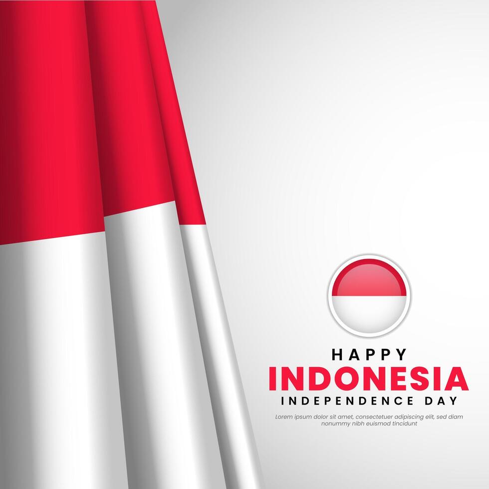 Indonesia Republic Independence Day template design illustration. Independence Day of Indonesia banner background. vector