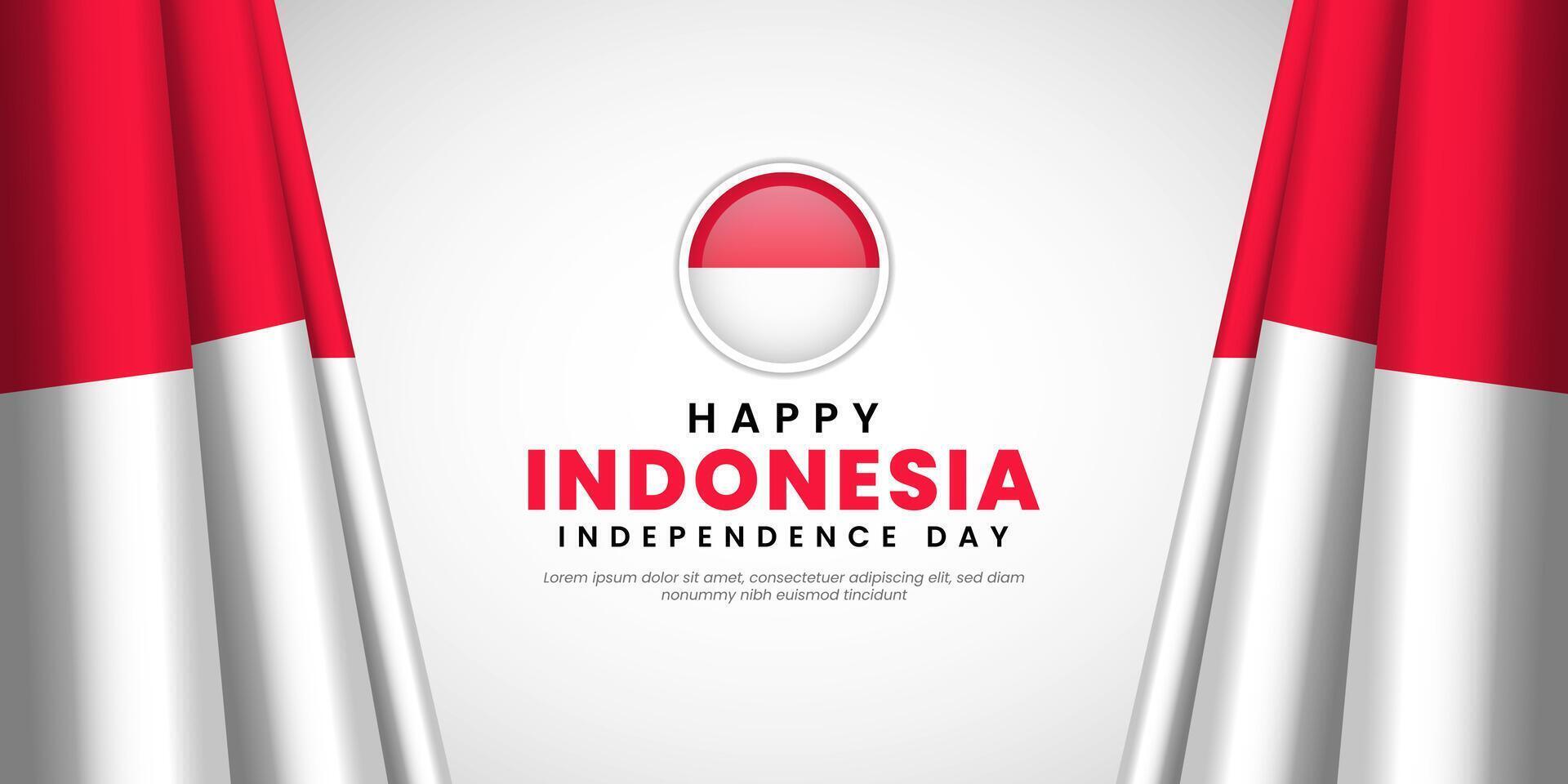 Indonesia Republic Independence Day template design illustration. Independence Day of Indonesia banner background. vector