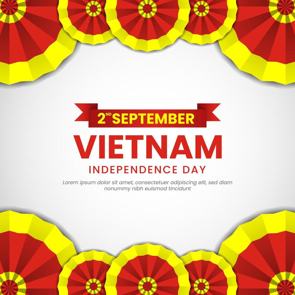 Happy Vietnam Independence Day September 2nd Celebration Design Illustration. Template for Poster, Banner, Advertising, Greeting Card or Print Design Element vector