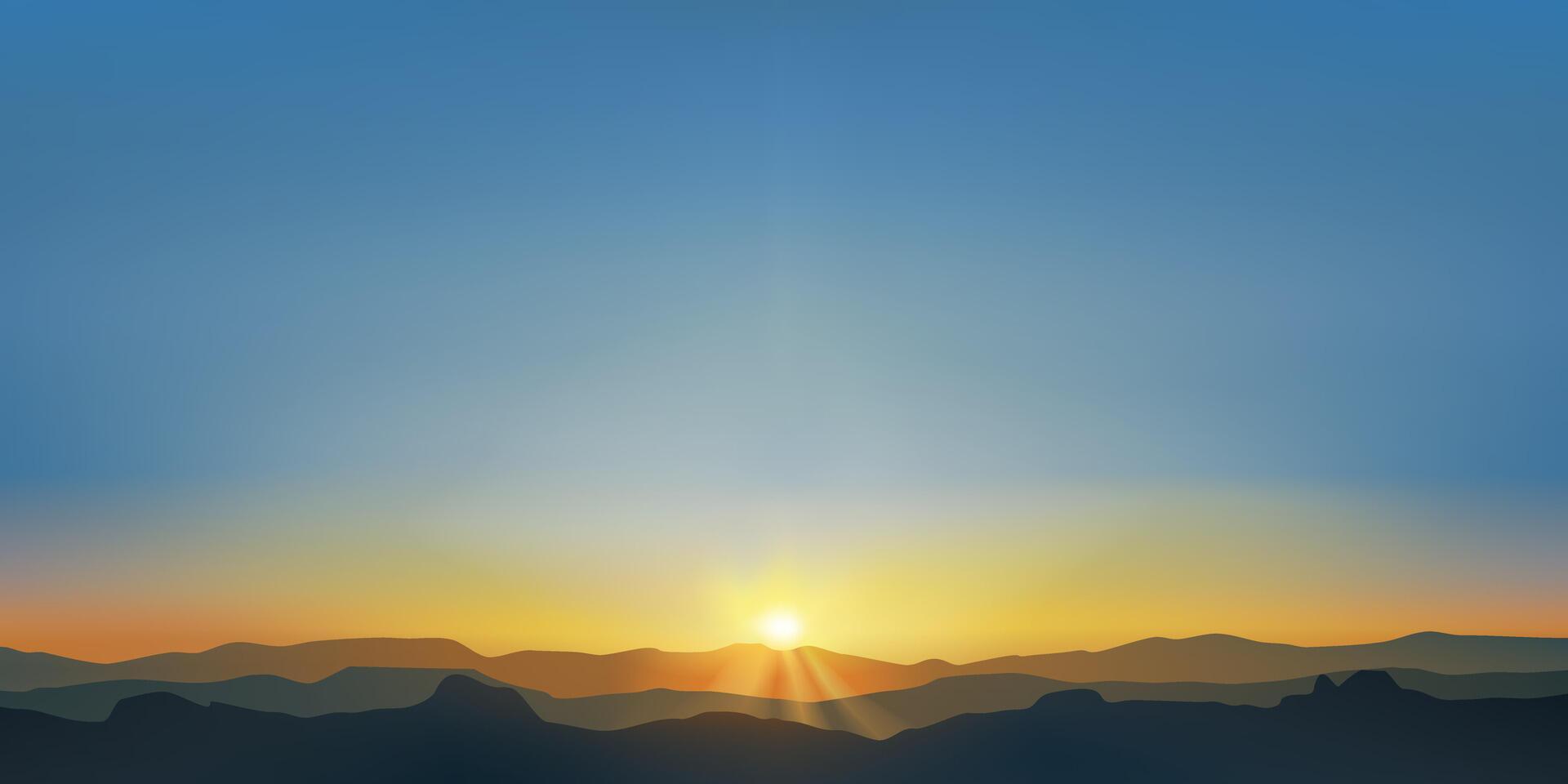 Sunrise over mountain with clear colorful sky vector